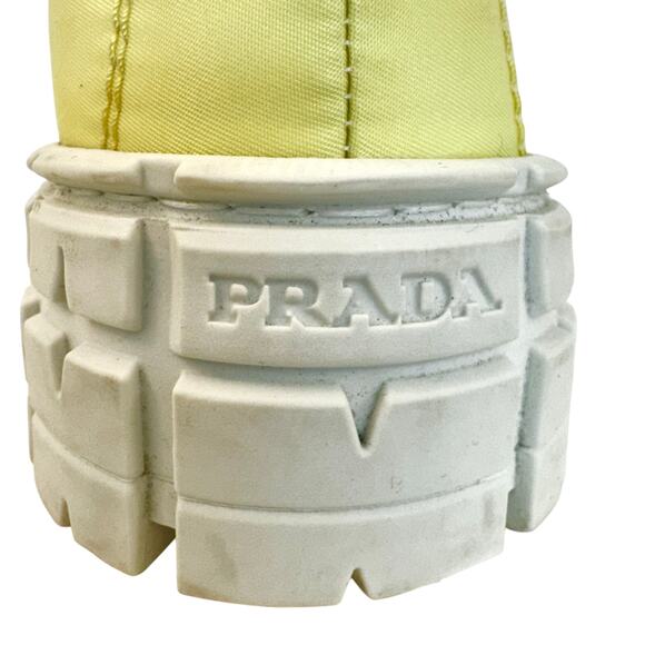 Prada Re-Nylon Double Wheel Gabardine Sneakers Platform Butter Yellow 37.5 - Picture 13 of 16